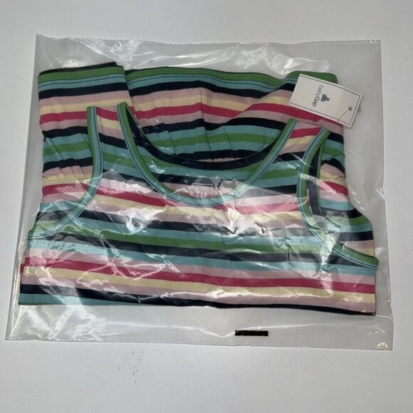 🔥GAP Green and Pink Striped Peplum Tank Top - Picture 4 of 4